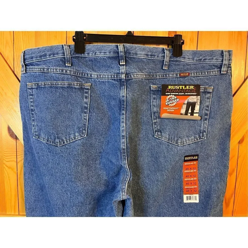 Rustler Regular Fit Straight Leg Heavyweight  Denim Jeans 46x32 NWT (2017)